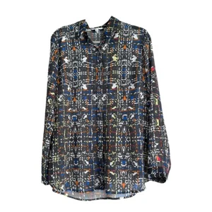 Cabi Damen Festival Bluse mit Knöpfen mehrfarbig geometrisches Muster transparent #129 Gr. L - Bild 1 von 8