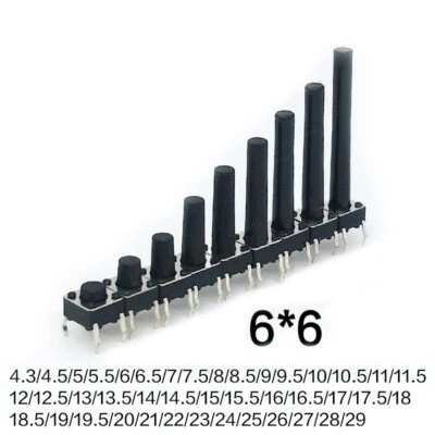 6x6 SPST Small Mini Micro Momentary Tactile Push Button Switch 4.1mm-29mm Height - Image 1 of 4