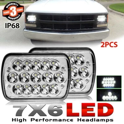 Pair 130W 7x6" Led Headlight HI/Lo For Chevy C1500 C2500 C3500 Suburban Pickup - Image 1 of 4