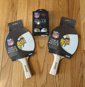 Minnesota Vikings table tennis / ping pong set: 2 paddles and 6 balls, NEW - Picture 1 of 4