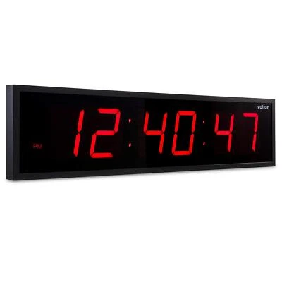 Ivation 24" Large Digital Wall Clock, 6-Level Brightness, LED Wall Clock, Red - Image 1 of 4