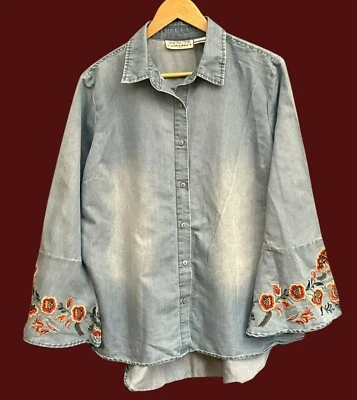 Blusa vaquera vintage Y2K New Direction bohemia bordada cambray 1X Foto 1 de 4