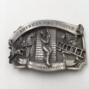 1986 American Fire Fighter Commerative Belt Buckle #549/5000 Made In US Vintage - Picture 1 of 9