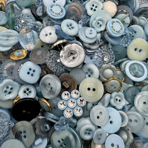 New! Mixed Lot Dyed Aqua/Lt Blue Premium Buttons All Sizes For Embellishments - Picture 1 of 3