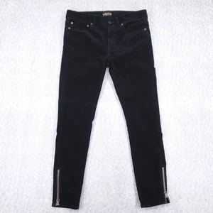 Ralph Lauren Rugby Corduroy Pants Womens 10 Black Skinny Ankle Zippers Preppy - Picture 1 of 12