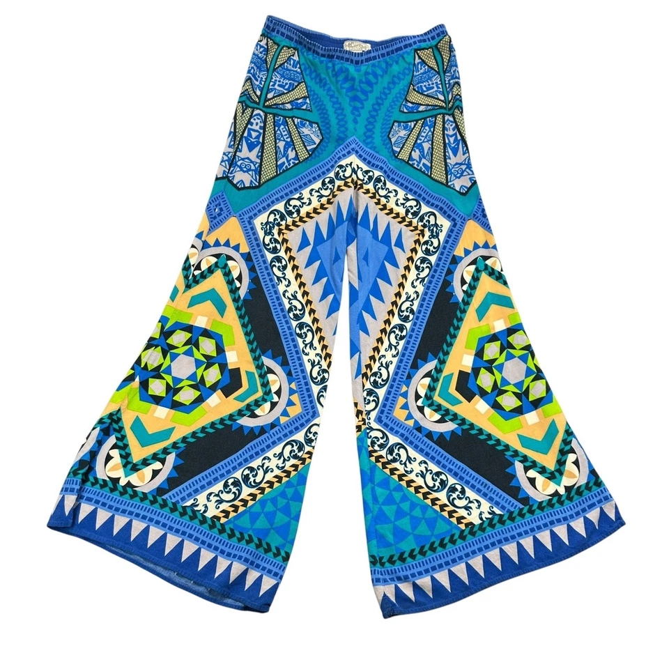 Flying Tomato Wide Leg Pants Womens Sz L Pull On Floral Boho Hippie Artsy Rayon - Image 1 of 4