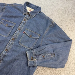 Levi Strauss Fleece Lined Denim Shirt Jacket Mens Large Blue Shacket Levi's - Picture 1 of 9