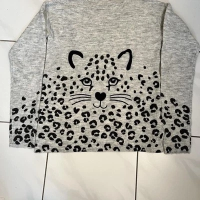 Top gris H&M manga larga con leopardo negro 12/14 años Foto 1 de 4