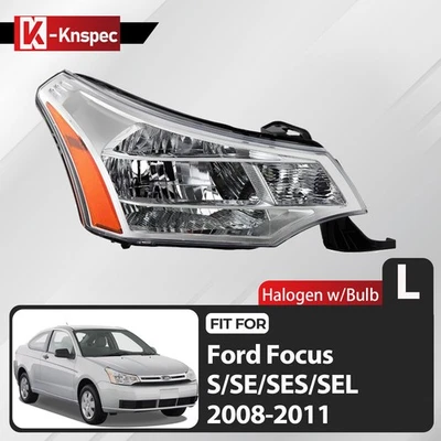 Halogen Headlight For 2008-2011 Ford Focus S/SE/SES/SEL w/ Bulbs Passenger Side - Image 1 of 4