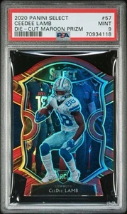 CEEDEE LAMB 57 2020 PANINI SELECT | DIE-CUT MAROON PRIZM PSA 9 - Picture 1 of 3
