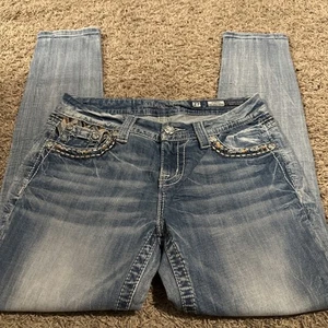 Miss Me Standard Easy Ankle Skinny Jeans 27 (30x29) Embroidered Flap Denim - Picture 1 of 7