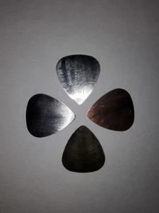 Handcrafted Metal guitar pick Silver Copper Brass Aluminum Steel .0050" - .0250" - Picture 1 of 48