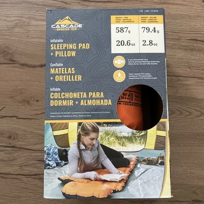 NEW Cascade Mountain Tech Inflatable Sleeping Pad +  Pillow for hiking & camping - Image 1 of 4