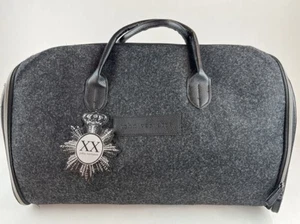 NEW John Varvatos Duffle Bag Garment Gray Felted Faux Wool 21x12” Suit Weekender - Picture 1 of 4