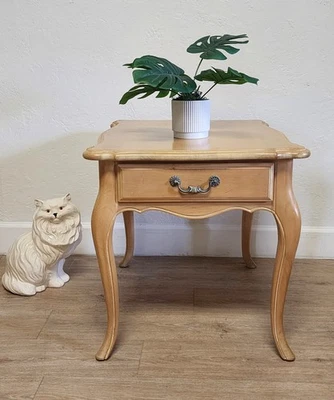 Ethan Allen Bisque Country French One Drawer End Table-Farmhouse Bisque Table - Image 1 of 4