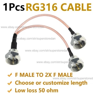 3 Way Y Type F Male to Dual F Male Splitter Combiner RG316 RF Coaxial Cable - Picture 1 of 3