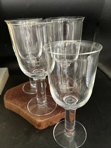 4 Vtg Orrefors Crystal Column Blown Glass Wine / Water Glasses Thick Stem 1970s - Picture 1 of 9