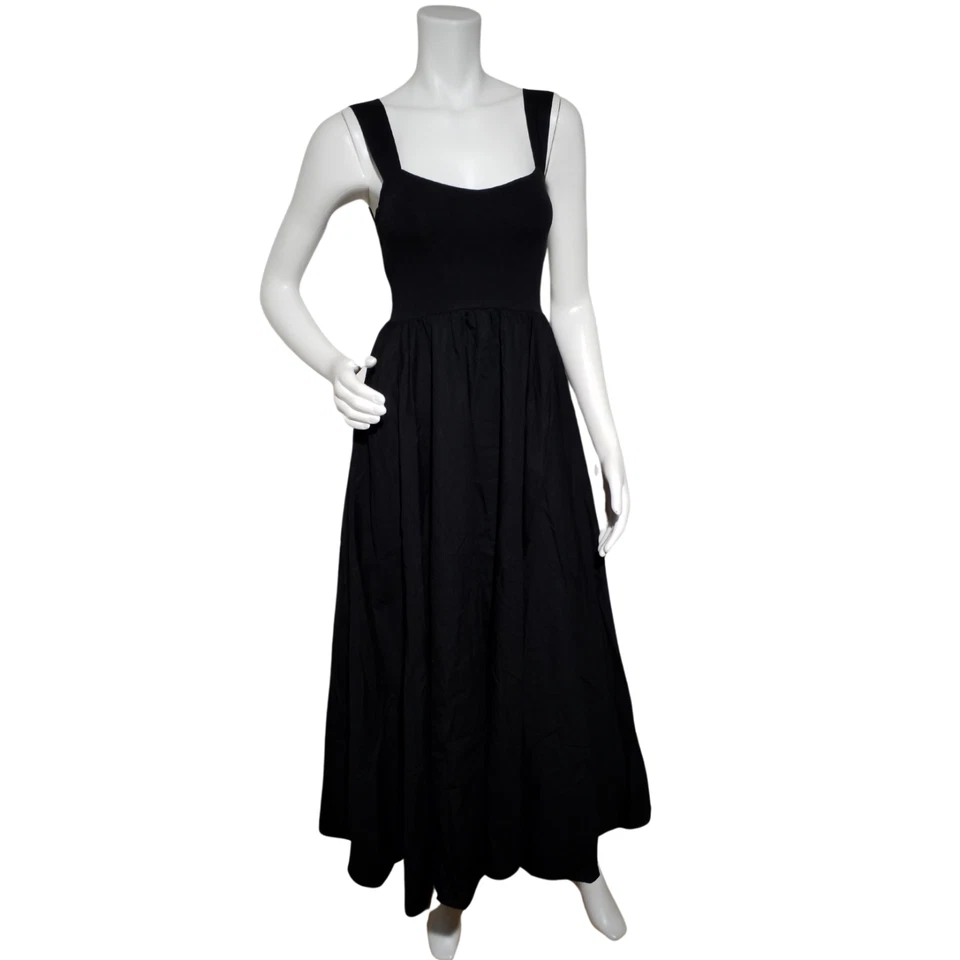 J.CREW Tank Midi Dress Women XXS Poplin Skirt Black A-Line Pockets CA647