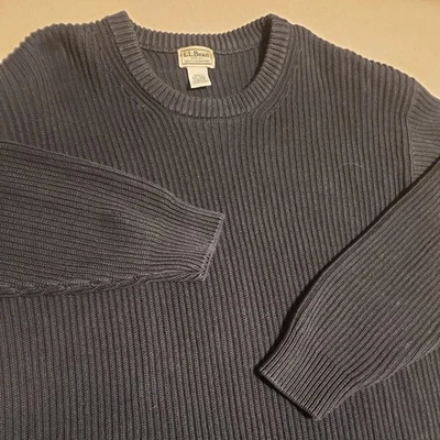 LL Bean Mens XXL 2XL Cable Knit Sweater  Cotton Black - Image 1 of 4