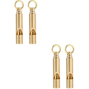 2 Pieces Brass Whistle Keychain Handmade Emergency Whistles Metal - Picture 1 of 12