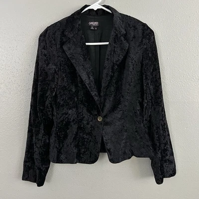 Винтажный XOXO коллекции черный измельченный бархат блейзер куртка Sz M Y2K готический ведьмы - Изображение 1 из 4