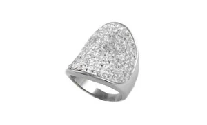 18k White Gold Plated Womens Crystal Cocktail Ring Made with Swarovski Elements  - Picture 1 of 3