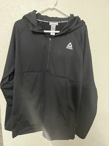 NWT Reebok 1/2 Zip Performance Hoodie Recharge Black Basketball, Mens XL - Picture 1 of 4