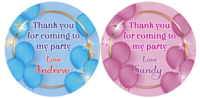 GOLD STAR Personalised Balloonns Birthday Party Bag Stickers Sweet cone Labels 24 & 35