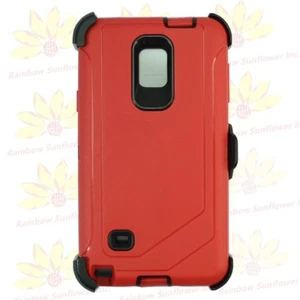 For Samsung Galaxy Note 4 Defender Case Cover W/Screen&Belt Clip Holster RD BK - Picture 1 of 3