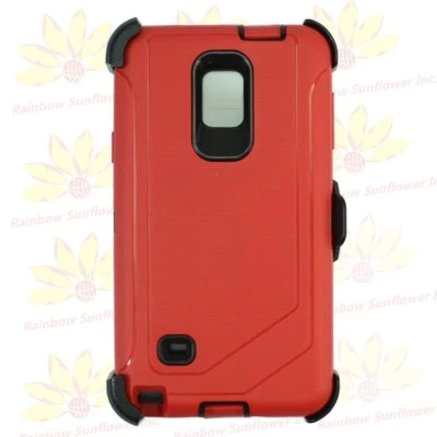 For Samsung Galaxy Note 4 Defender Case Cover W/Screen&Belt Clip Holster RD BK - Image 1 of 3