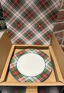 Ralph Lauren Templeton Plaid Appetizer Dessert Salad Plates Box Of 4 NIB 3 avail - Picture 1 of 24