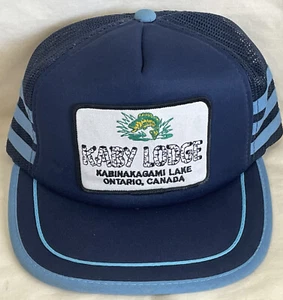 Kaby Lodge Kabinakagami Lake Ontario Canada - 3 Stripe Trucker Hat Vintage - Picture 1 of 8