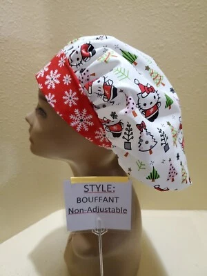 Hello Kitty Christmas Women's Bouffant Surgical Scrub Hat/Cap Handmade - Image 1 of 4