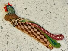 Hand-Painted Figural ROOSTER Wooden Comb - Rare and Unusual - Very Nice!