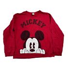 Vintage Disney Sweatshirt Jumper Womens Xl 15-17 Red Center Graphic Print Mickey