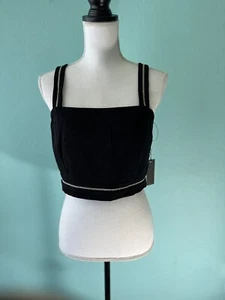 Tank Crop 1X Damen Have Fashion Los Angeles Riemchen schwarz silber Borte - Bild 1 von 11