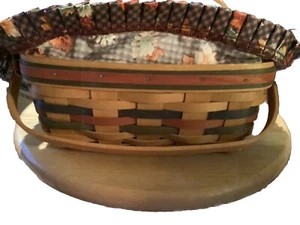 2 Longaberger Small Berry Basket & Medium Square Bountiful Harvest W/ Liners Vtg - Picture 1 of 13