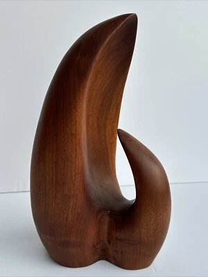 ESCULTURA VINTAGE ESCULTURA EM MADEIRA MODERNISMO ABSTRATO JOGN GAEDDERT 14 POLEGADAS LISTADA - Imagem 1 de 4