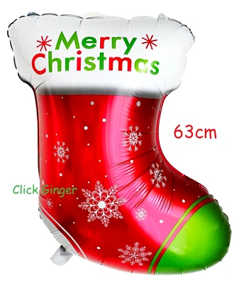 Christmas Stocking Balloon Decoration Jumbo Size 63cm Santa Helper Xmas Helium - image 1 of 3
