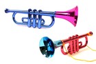 bunte Spielzeug-Trompete 33 cm Tröte für Party & Fasching im Farb-Glanz Fanfare