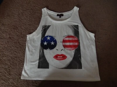 Material Girl Tank Top FACE WITH PATRIOTIC GLASSES SIZE XL polyester rayon - Изображение 1 из 4