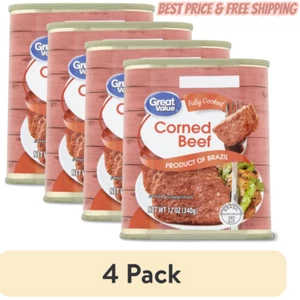 (4 Pack) Great Value Corned Beef 12 Oz Low Carb Tender & Juicy Fully Cooked Beef - Picture 1 of 7