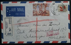 Rare 1976 Australia Registd cover Greythorn to Holland Hans Heysen stamp ERROR - Picture 1 of 3