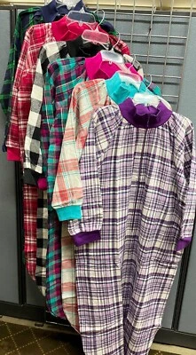 New 100% Cotton Zip Flannel Night Gown Lounger 52"  1X 2X 3X  Free Shipping! - Image 1 of 4
