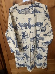 Vintage GIANNA ROSE  Blue White   Artist Garden Smock One Size Fits All - Picture 1 of 6