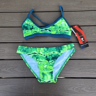 Conjunto de Biquíni Feminino TYR Durafast Verde Almirante Ringback Treino Tamanho 38/L NOVO  - Imagem 1 de 3
