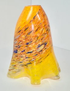 Pantalla de lámpara colgante de vidrio artístico estilo Murano confeti remolino naranja/azul 8 pulgadas - Imagen 1 de 7