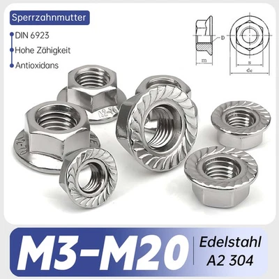 Sperrzahnmutter Sicherungsmutter Edelstahl V2A M3/M4/M5/M6/M8 BIS M16 M20 - Bild 1 von 4
