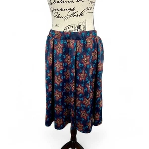 LuLaRoe Skirt Madison Floral Print Burgundy Teal Navy Womens Large - Picture 1 of 5