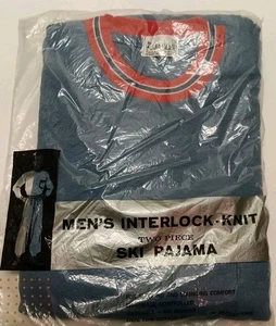 Vintage/NEU SKI SCHLAFANZUG Herren Gr. C (M/L) Schlafanzug Lounge NACHTWÄSCHE BAUMWOLLE BLAU - Bild 1 von 6